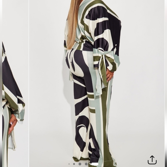 Fashion Nova Olive and Black Wide Leg Jumpsuit - Picture 2 of 3